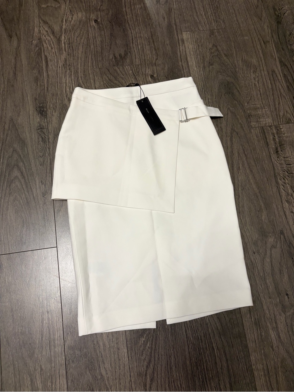 Dayna White Asymmetrical Wrap Pencil Skirt - Women's image 2